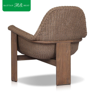 Sillón de Exterior de Ratán con Marco de Madera de Teca Maciza, Estilo Rústico, Lujoso y Moderno, para 6 Personas, para Jardín, Hotel, Patio - Product Image 4