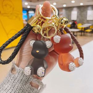 Wholesale Creative Keychain Diamond Studded Jelly Bear Resin Keychains PU Rope Car <b>Keyrings</b> Exquisite Bag Pendants - Product Image 4
