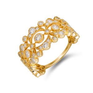 Dunli Jewelry 2024 primavera nuevo producto Euroand estilo americano encaje hueco moda anillo de circón de alto grado S925 Chapado en plata oro - Product Image 1