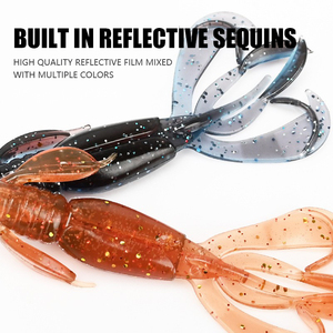 10 unidades/bolsa Señuelo blando de pesca con forma de camarón, cebo de criatura con doble cola para pesca de lubina en agua dulce y salada, aparejos de pesca - Product Image 4