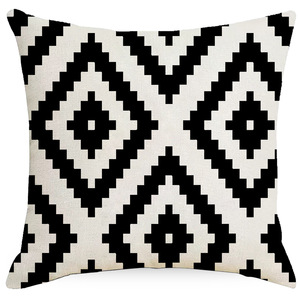 INSHARE Funda de almohada de poliéster con estampado geométrico en blanco y negro Cojín de sofá simple Sala de estar Dormitorio Funda De Almohada Nórdica - Product Image 4
