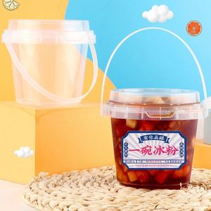 Hot Selling Custom logo Fruits Container 500ml 700ml 1000m Plastic Drinking <b>Buckets</b> <b>With</b> <b>Lids</b> <b>with</b> Handles - Product Image 1