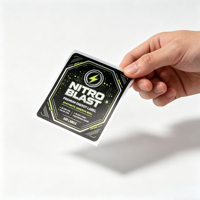 Étiquettes personnalisées pour boissons en rouleau, Nitro Blast, étiquettes brillantes synthétiques imperméables pour canettes et bouteilles de boissons énergisantes premium