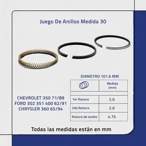 Ensemble de 30 segments de piston pour Chevrolet 350 5.7 et Ford 302 5.0 (65/94) - Product Image 2