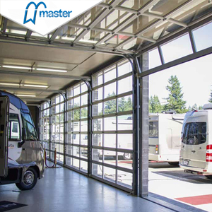 Porte de <span class=keywords><strong>garage</strong></span> en aluminium avec moteur, verre transparent trempé à vue panoramique moderne de luxe, 8x7, simple vitrage - Product Image 5