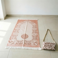 Tapis de prière musulman portable et rembourré avec sac de rangement, chapelet Tasbih, tapis Sajjadah pliable tissé multicolore pour voyage et usage domestique