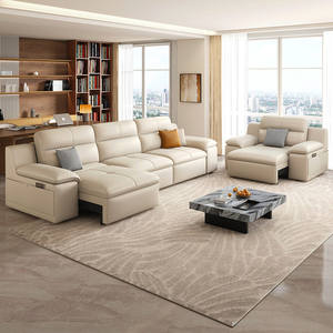 Divano Letto Elettrico in Vera Pelle, Stile Italiano Minimalista, per Soggiorno, Dritto, a Due e Tre Posti, Nuovo Design Retrattile Tutto-in-Uno - Product Image 5