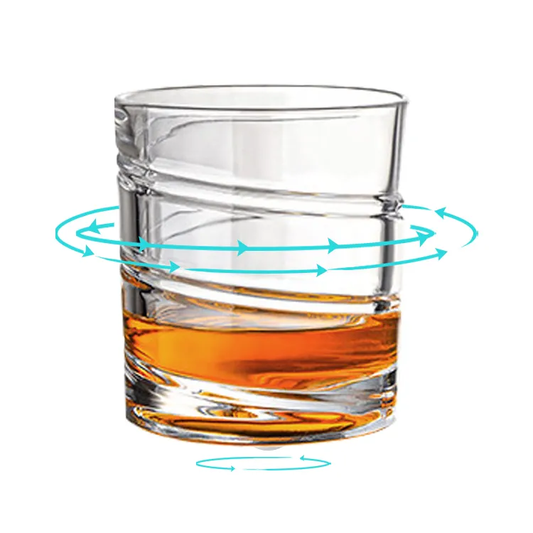 Free Sample Round Old Fashioned Crystal Whiskey Glasses Drinking Glassware Rotate Tumbler Whiskey Glass