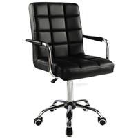 Chaise de bar pivotante réglable en hauteur FlameGlow J23, moderne, en cuir PU, rembourrée, avec accoudoirs et roulettes, pour bureau d'ordinateur