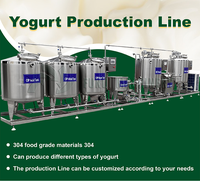 Machine de transformation du yaourt à petite échelle 100-1000L, ligne de production complète de yaourt, de crème glacée au lait grec avec pasteurisateur et refroidisseur