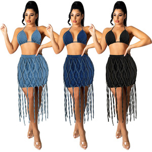 MY715 Vestido Casual de Moda para <span class=keywords><strong>Mujer</strong></span> con Diseño de Cuadrícula de Cuerda de Mezclilla, Nuevo, Venta Directa de Fábrica - Product Image 1