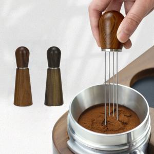 Accessoires expresso poignée en bois naturel outil d'agitation Barista professionnel outils WDT avec support distributeur d'aiguilles à café - Product Image 2