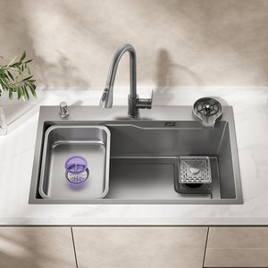 Kitchen Handmade Thickened Large Single Bowl Sink SUS304 Stainless Steel Vegetable Washing Basin - Product Image 1