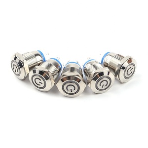 Anillo de enganche momentáneo, interruptor de botón de Metal Led de 12mm, redondo y plano, 1NO, 4 posiciones, iluminación con logotipo de potencia, 12-P10Y-E *-N <span class=keywords><strong>24V</strong></span> - Product Image 1