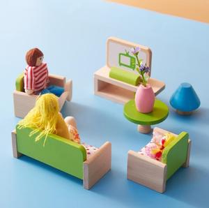 Giocattolo di famiglia per bambini Mini soggiorno imitazione della ragazza piccoli mobili in legno casa delle bambole soggiorno della bambina - Product Image 6