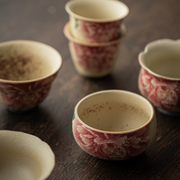 Tasse à thé en céramique chinoise peinte à la main avec des pivoines, tasse à thé Kung Fu faite à la main, tasse à thé pour la maison, pour les amateurs de thé