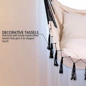 <span class=keywords><strong>Hamac</strong></span> de jardin moderne en macramé avec deux oreillers en <span class=keywords><strong>bois</strong></span>, portable et pliable, mobilier d'extérieur - Product Image 5