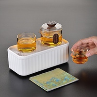 Service à thé de voyage moderne, luxueux, écologique et portable, en aluminium et mélamine, avec pot et quatre tasses, pour la maison et l'extérieur, en porcelaine fine pour le café