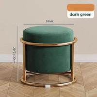 Tabouret en velours gris à double couche avec cadre en métal doré brillant, assise rembourrée épaisse, tables de toilette modernes de luxe, coins de salon, hôtel