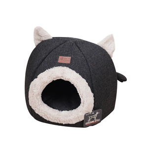 Nid pour chat en tissu tissé doublé de polaire sur mesure, rond, chaud, lavable, pour chat - Product Image 5