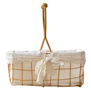 Iron-framed, fabric-lined <b>baskets</b>, rattan, willow, straw, hand-held woven <b>baskets</b>, flower <b>baskets</b>, bamboo <b>baskets</b>, modern - Product Image 2