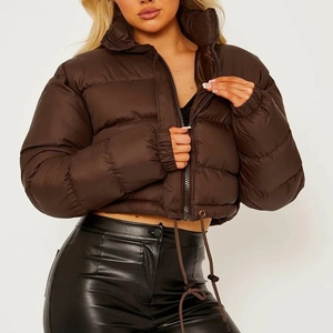 Abrigo Corto Acolchado de Algodón con Cuello Alto para Mujer, Nuevo Estilo, a la Moda - Product Image 1