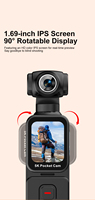 Cámara Deportiva de Acción, Videocámara con Grabación de Video 5K, Videocámara de Bolsillo para Bicicleta con WiFi, Videocámara para Vlogging con Reconocimiento Facial, Mini Cámaras con Seguimiento, OEM
