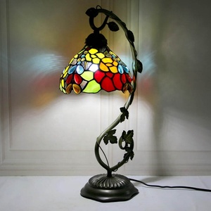 LongHuiJing Eco-Friendly Simple Mediterranean Style Stained Glass LED Table Lamp 8-Inch Handmade Shade AC E14 Base for Reading - Product Image 2