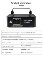 Projecteur laser LED DMX512 pleine couleur à balayage, projection de motifs linéaires, activé par la voix, mini lumière de scène pour KTV, discothèque, fête, indice de protection IP44