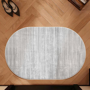 Alfombra de Baño Ovalada Minimalista, Imitación de Cachemira, Antideslizante, Absorbente, para Uso Doméstico, con Patrón Abstracto a Rayas, para la Entrada - Product Image 4