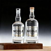 Bouteilles de whisky, de tequila et de vin rondes vides personnalisées, 500 ml, 750 ml, 1000 ml, écologiques, recyclables, avec bouchon à couronne pour les boissons énergisantes