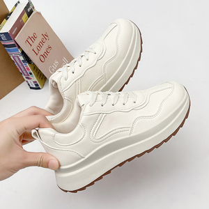 <span class=keywords><strong>Zapatillas</strong></span> Deportivas Blancas Retro para Mujer, Punta Puntiaguda, Plataforma de Suela Gruesa, Zapatos Casuales para Caminar - Product Image 2