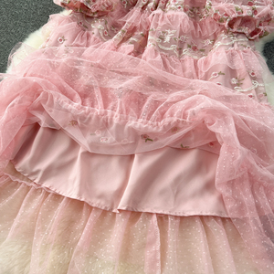 Delicado encaje señoras vestido de noche largo pesado bordado Floral Maxi Cake <span class=keywords><strong>Dre</strong></span> Socialite fiesta cuello en V gasa mujer <span class=keywords><strong>Dre</strong></span> - Product Image 5