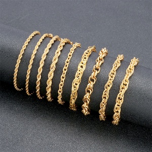 JXX Pulseras de Cuerda con Dijes de Latón Chapado en Oro de 24K, Diseño Delgado y Moderno, Talla Personalizada, para Mujer, Gran Venta - Product Image 1