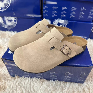 Sabots plats à plateforme pour femmes en daim respirant, sandales orthopédiques à bout fermé roses, <span class=keywords><strong>mules</strong></span> en cuir et liège, collection Printemps - Product Image 6