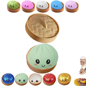 Wholesale Bulk Colorful Solid Glitter Dumpling <b>Squishy</b> Squeeze Decompression TPR PP Dumpling Toys with Steamer Box - Product Image 5
