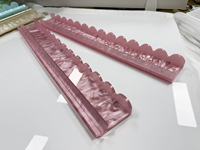 Support de tuiles de mahjong et règle en acrylique nacré rose de luxe pour 4 joueurs avec poussoir magnétique, finition marbrée tourbillonnante effet perle