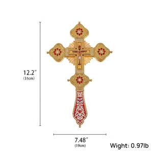 صليب أرثوذكسي بيزنطي معدني مزين بالمينا والأحجار الكريمة، هدية دينية، تذكار مسيحي، ديكور جداري، رمز الإيمان - Product Image 6