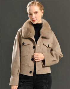 Benutzer definierte Double-Face Outdoor Jacken Wende Echtpelz Kragen Vintage Mode Luxus Elegante Outwear Jacke für Frauen Winter - Product Image 2