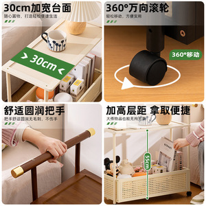 Multifunctional trolley, simple bedside table, integrated small mobile <b>side</b> table, bedside <b>cabinet</b>, home use bedside storage - Product Image 2