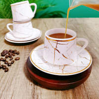 Vente en gros de 12 pièces ensemble de tasses et soucoupes en céramique services à café et thé turcs avec boîte-cadeau pour les occasions