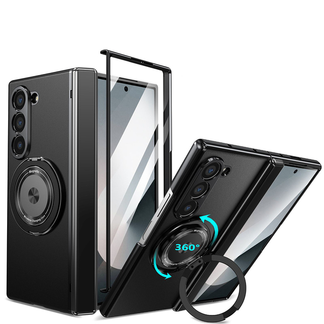 Suitable for Samsung Z Fold 7 6 5 Phone Case W25 Rotating Magnetic Stand Phone Cover Anti-drop Protective Case with Screen Film
