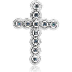 จี้รูปกางเขนเงินแท้ 925 Jewelspaark ประดับด้วยหินธรรมชาติสีน้ำเงิน 1.00 กะรัต ทรงเหลี่ยม ดีไซน์คริสเตียน สำหรับทุกเพศ ชุบโรเดียม หรูหรา - Product Image 5