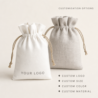 Pochette en coton et lin avec cordon de serrage pour bijoux, pochettes d'emballage cadeau personnalisées multicolores avec logo