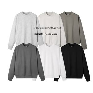 350GSM plaine haut col rond sweat broderie impression logo blanc lourd coton à capuche polaire sweats - Product Image 1