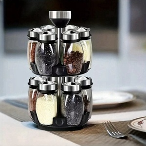 Set da 1 Portaspezie Girevole da Cucina Multifunzionale con 6 Barattoli per <span class=keywords><strong>Spezie</strong></span> Set di Contenitori per Condimenti per Casa/Dormitorio/Ristorante - Product Image 4