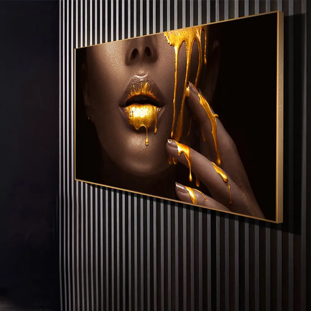 Sala de estar Pintura em Tela HD de Impressão Mulher Líquido Dourado Grande Pintura Mural Casa Grande Pintura Da Decoração Da Parede