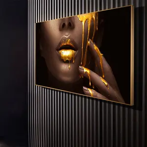 Sala de estar Pintura em Tela HD de Impressão Mulher Líquido Dourado Grande Pintura Mural Casa Grande Pintura Da Decoração Da Parede
