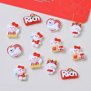 Оптовые милые декоративные элементы из смолы в виде мультяшных кошек для рукоделия, изготовления украшений и декора - Product Image 1