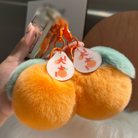 Usine en gros Rex lapin en peluche cartable suspendu mignon Rex lapin cheveux cadeau petite orange voiture pendentif en peluche orange porte-clés
